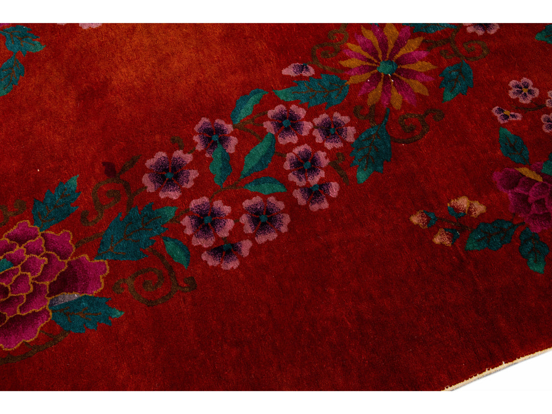 Antique Art Deco Wool Rug 9 X 12