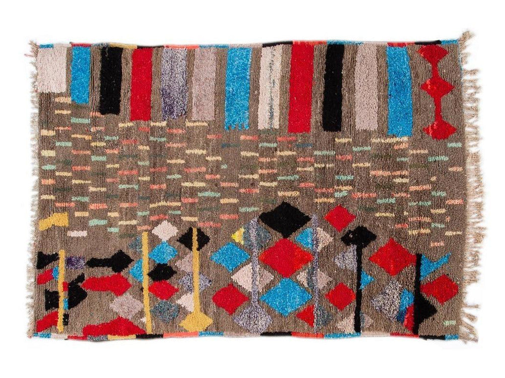 Vintage Boujad Moroccan Wool Rug 5 X 8