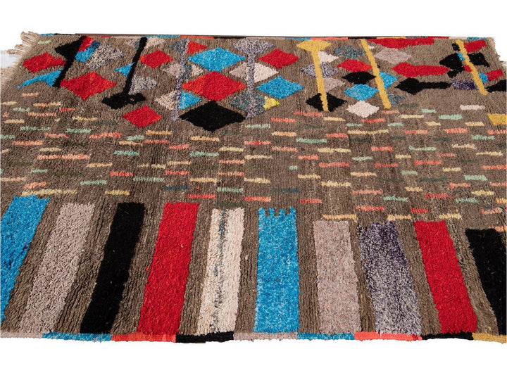 Vintage Boujad Moroccan Wool Rug 5 X 8