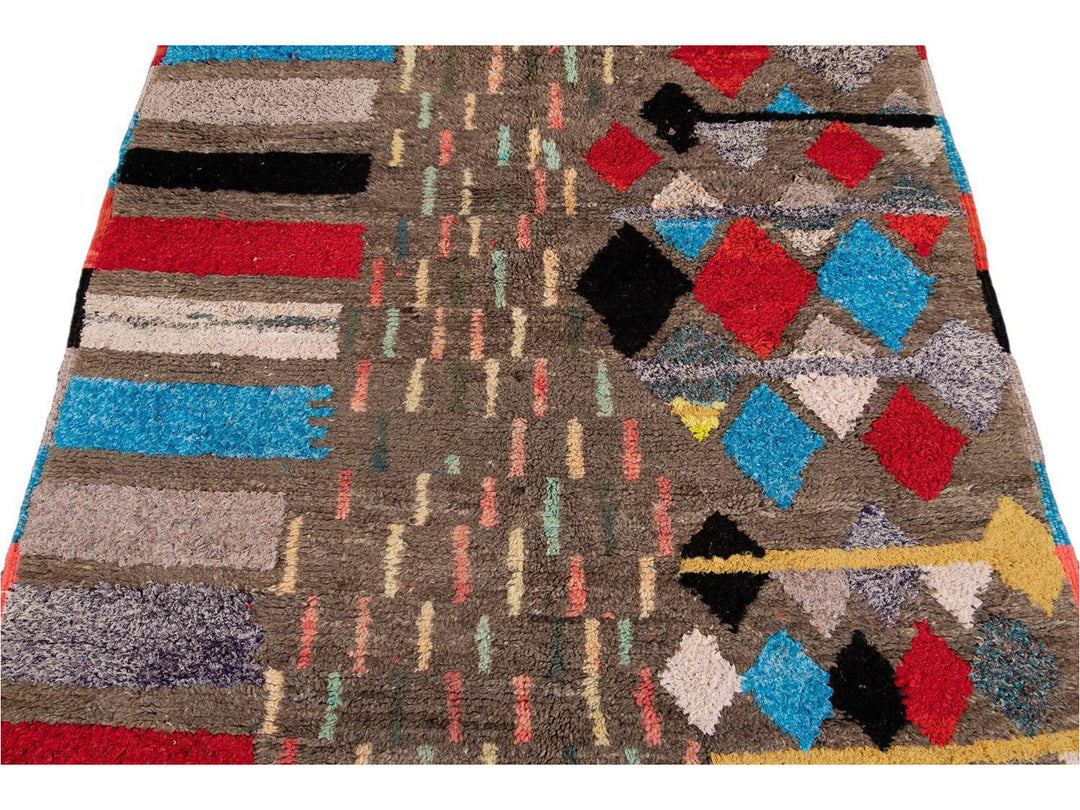 Vintage Boujad Moroccan Wool Rug 5 X 8