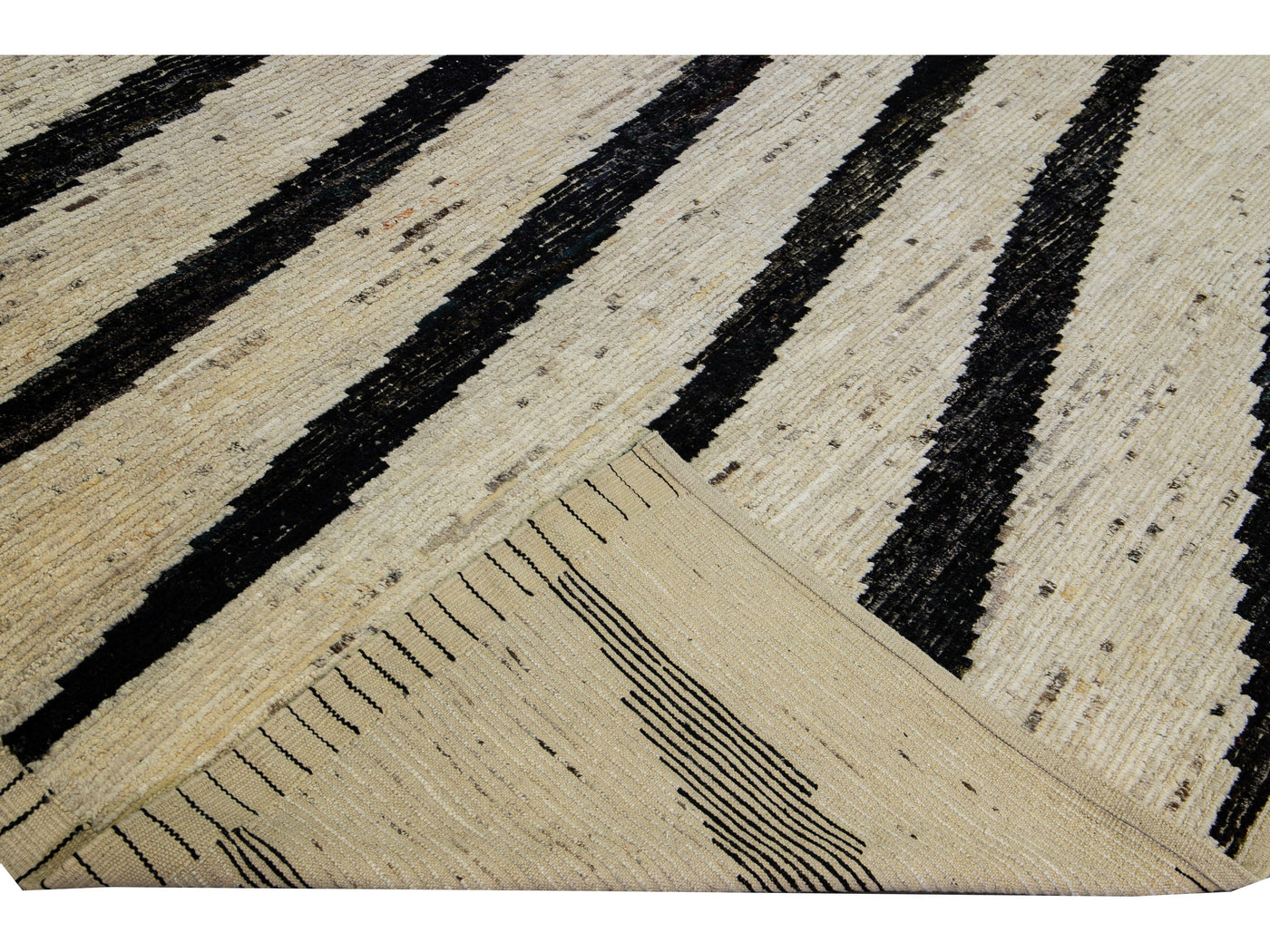 Modern Moroccan Style Handmade Geometric Beige Oversize Wool Rug