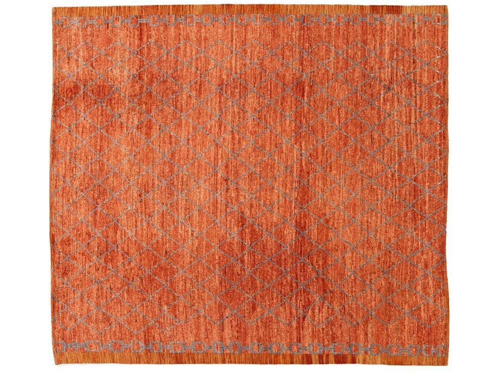 Modern Moroccan-Style Tribal Wool Rug 9 X 10