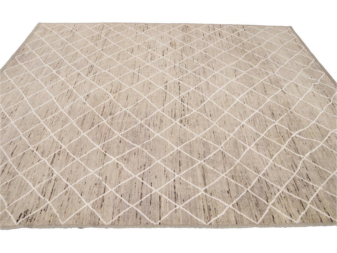 Modern Moroccan-Style Tribal Wool Rug 8 X 10
