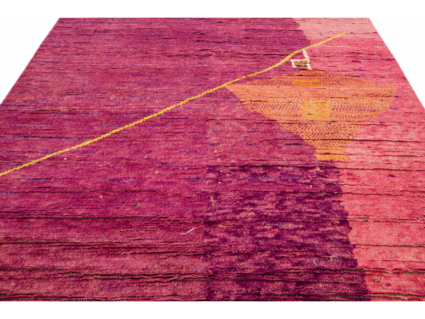 Modern Moroccan Style Handmade Minimal Designed Purple and Pink Boho Wool Rug