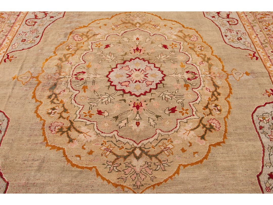 Antique Oushak Wool Rug 12 X 16