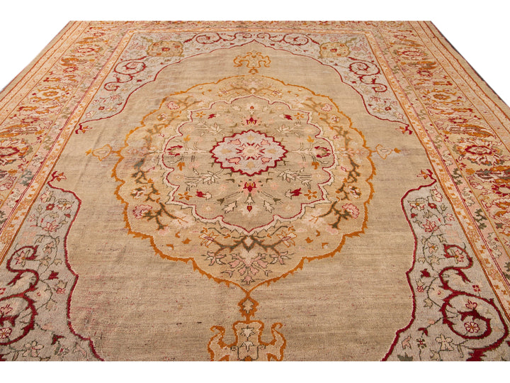 Antique Oushak Wool Rug 12 X 16