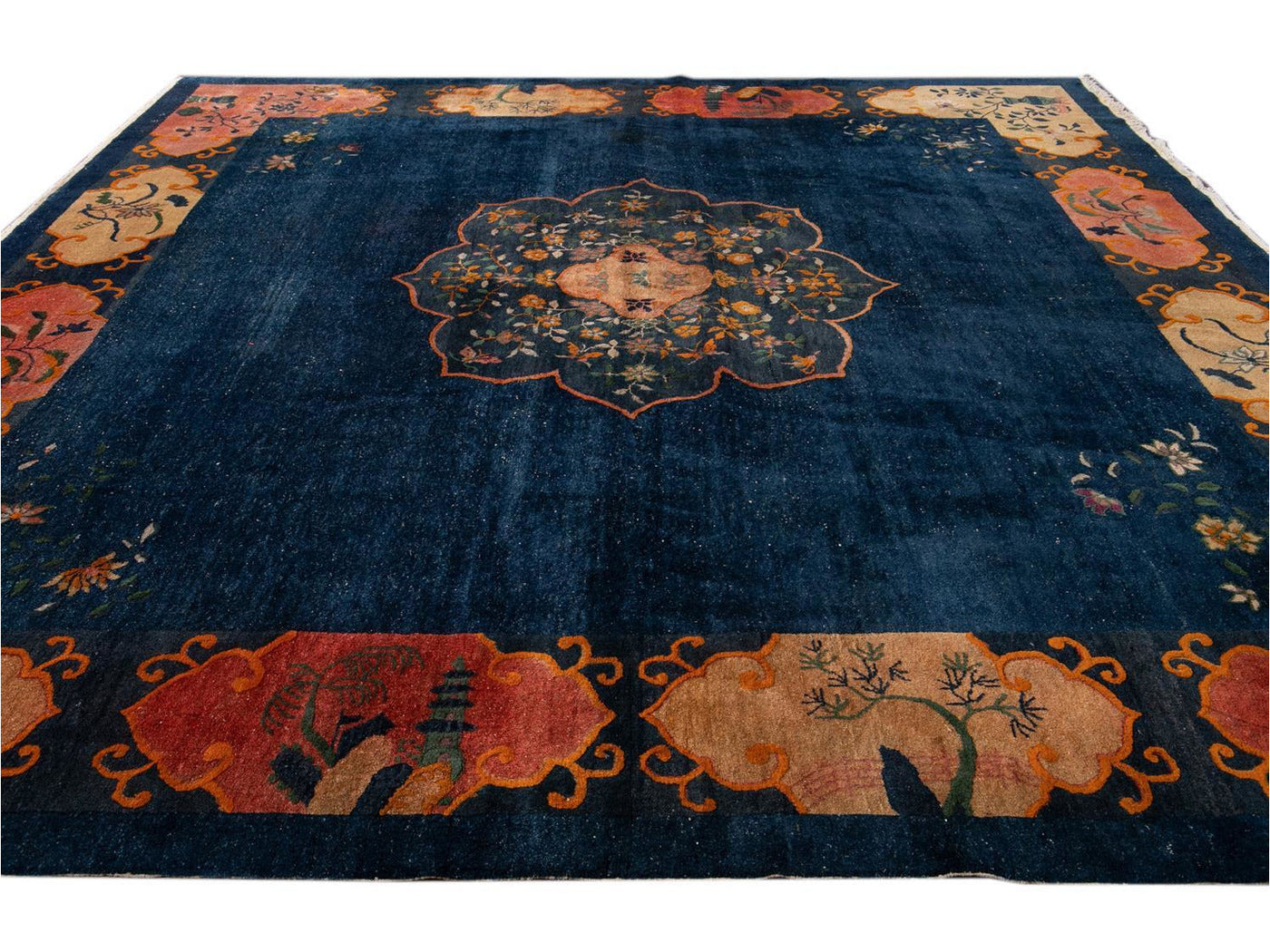 Antique Art Deco Chinese wool Rug 12 X 13