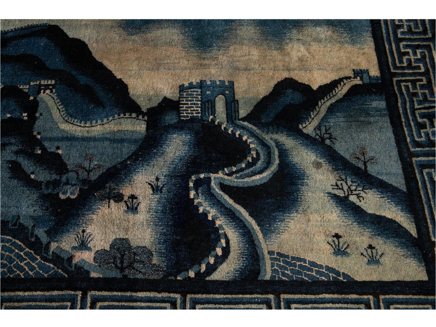 Antique Art Deco Chinese Square Wool Rug 6 X 7