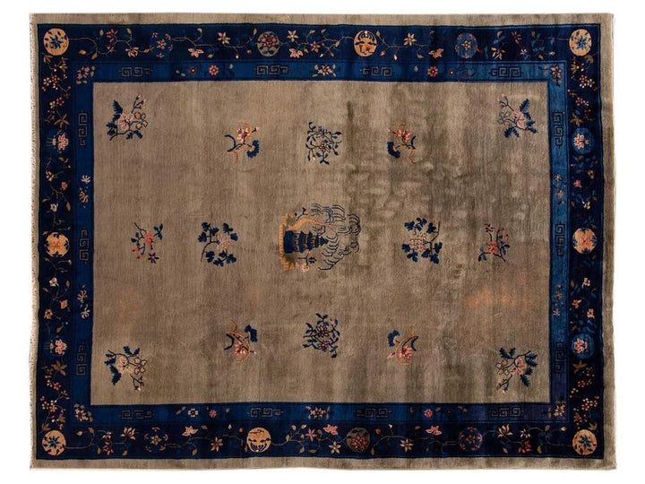 Antique Art Deco Chinese Wool Rug 9 X 12