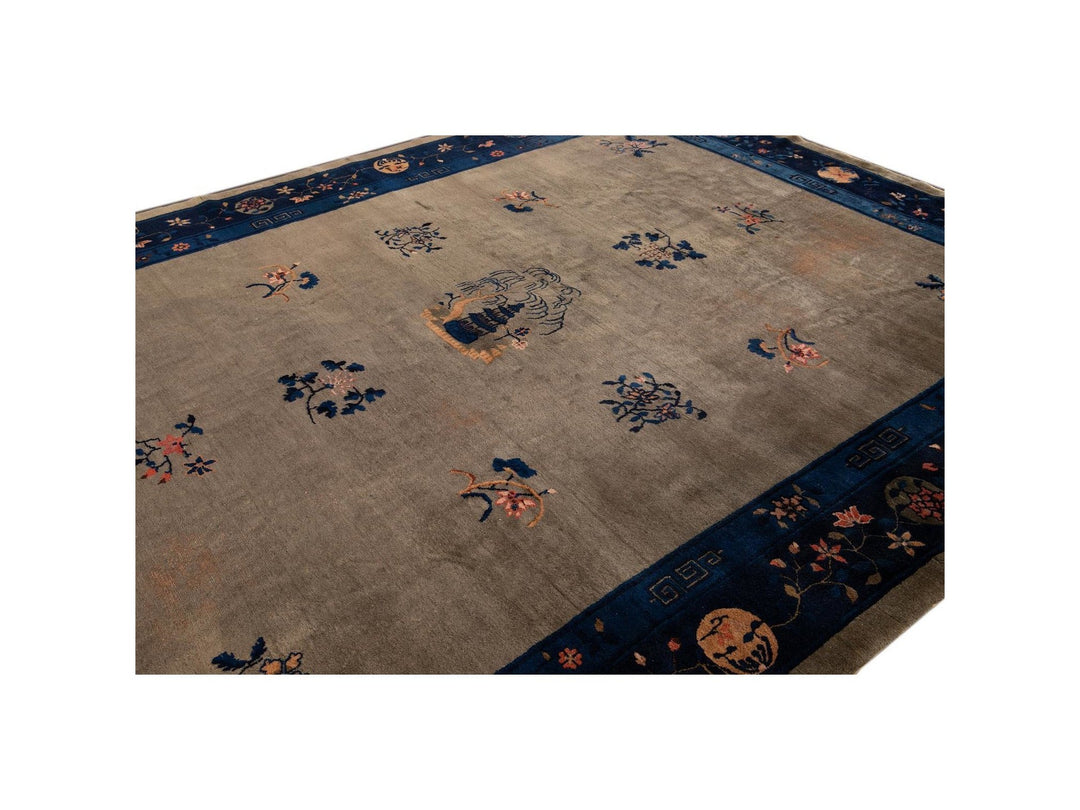 Antique Art Deco Chinese Wool Rug 9 X 12