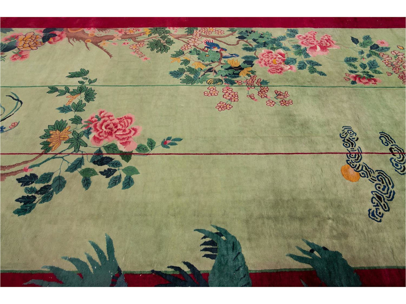 Antique Art Deco Chinese Wool Rug 9 X 14