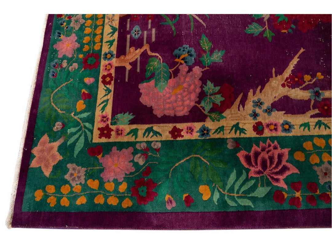 Antique Chinese Art Deco Wool Rug 9 X 14