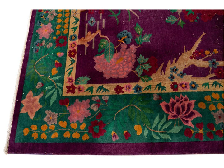 Antique Chinese Art Deco Wool Rug 9 X 14
