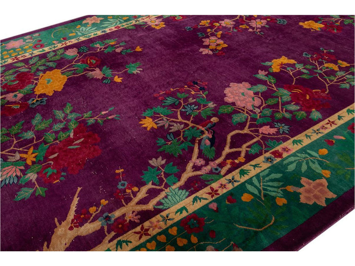 Antique Chinese Art Deco Wool Rug 9 X 14