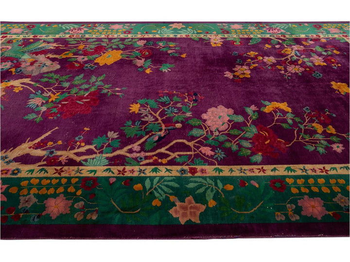 Antique Chinese Art Deco Wool Rug 9 X 14