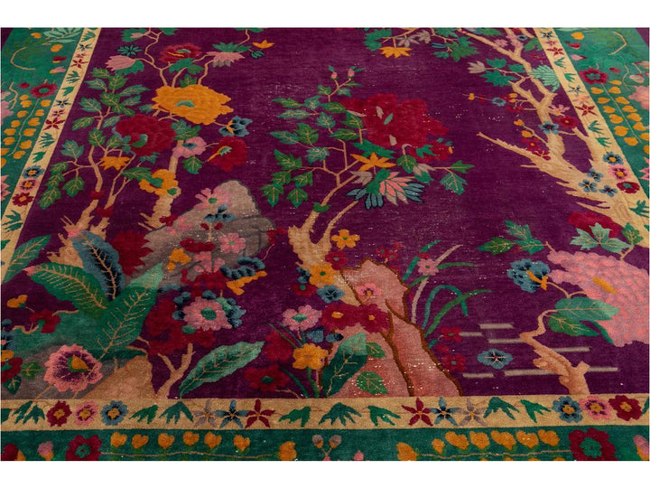 Antique Chinese Art Deco Wool Rug 9 X 14