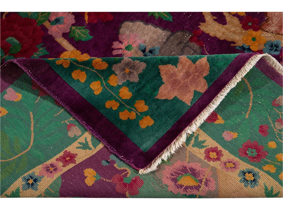 Antique Chinese Art Deco Wool Rug 9 X 14