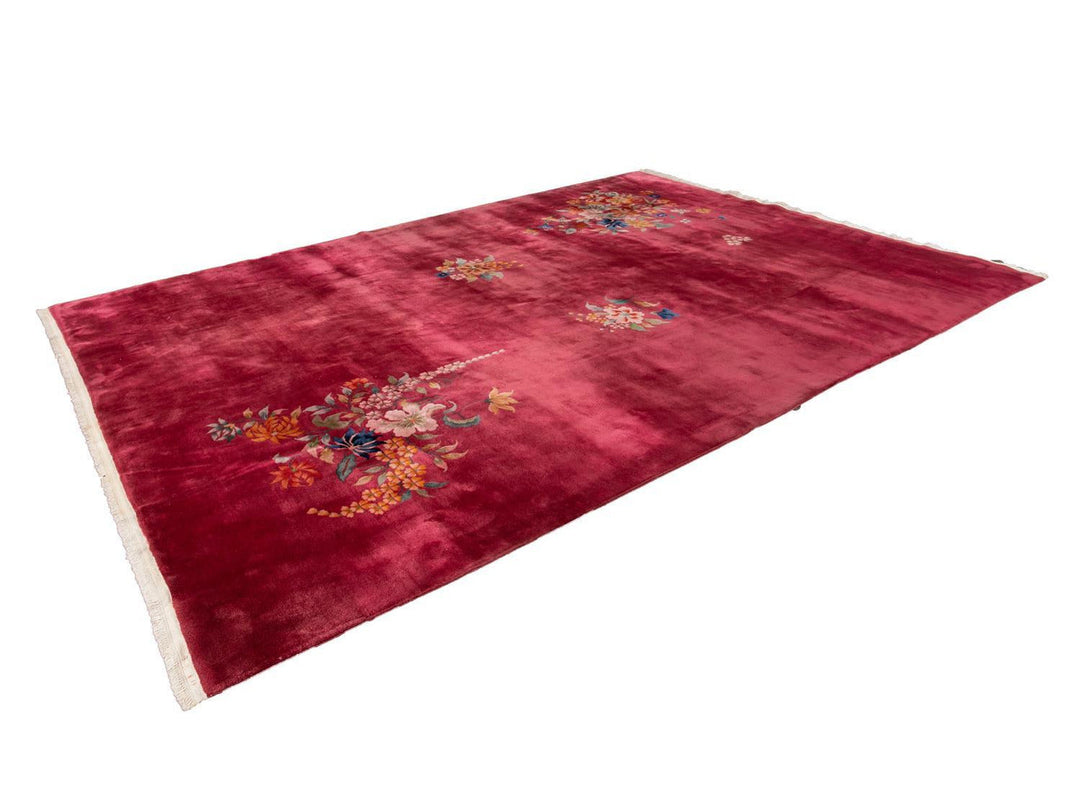 Vintage Art Deco Chinese Room size Wool Rug 10 X 13