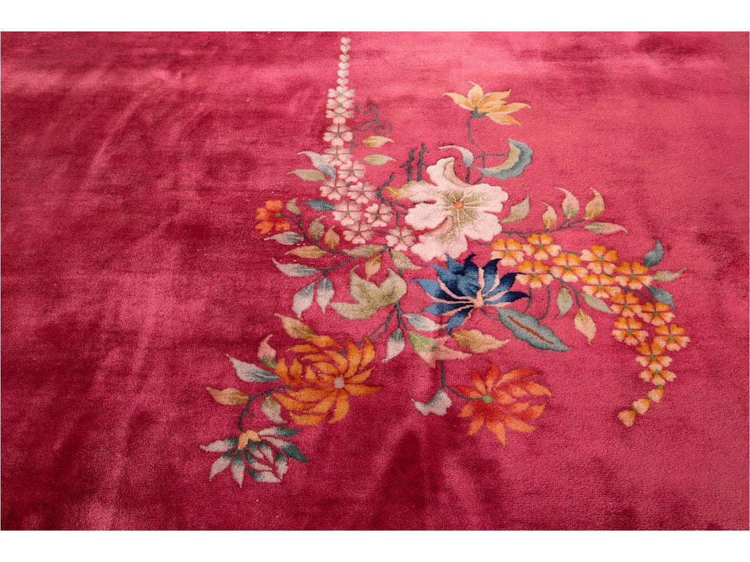 Vintage Art Deco Chinese Room size Wool Rug 10 X 13