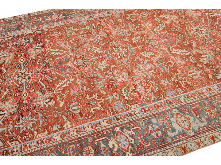 Antique Heriz Wool Rug 7 X 10