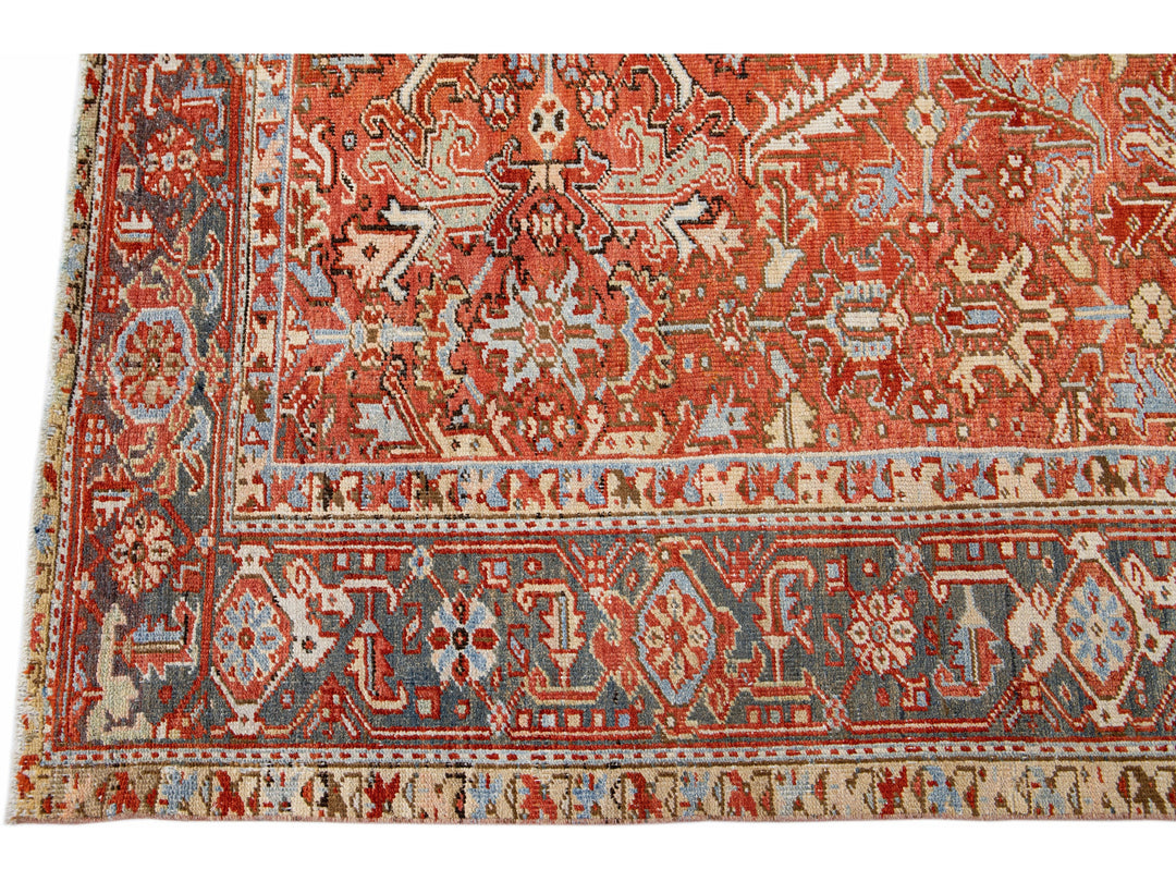 Antique Heriz Wool Rug 7 X 10