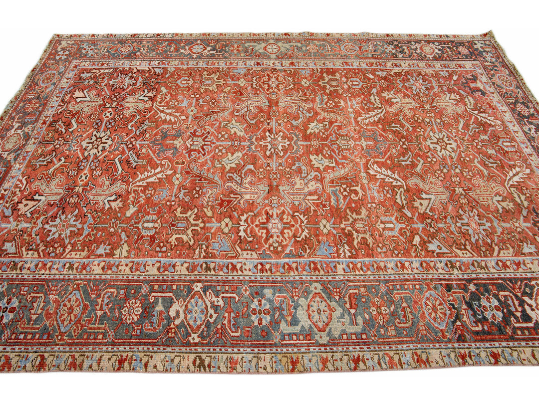 Antique Heriz Wool Rug 7 X 10