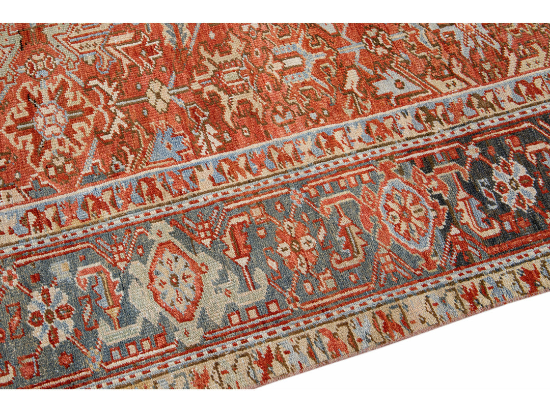Antique Heriz Wool Rug 7 X 10