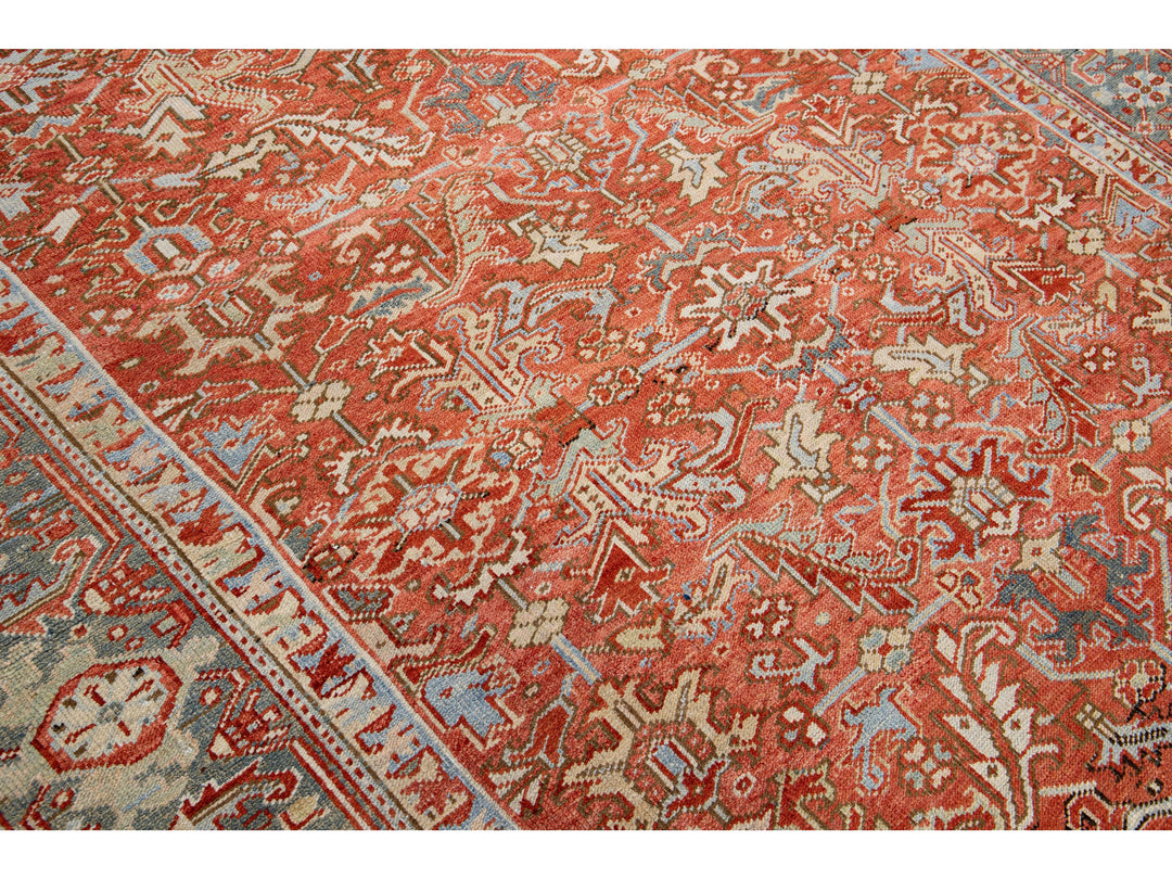 Antique Heriz Wool Rug 7 X 10