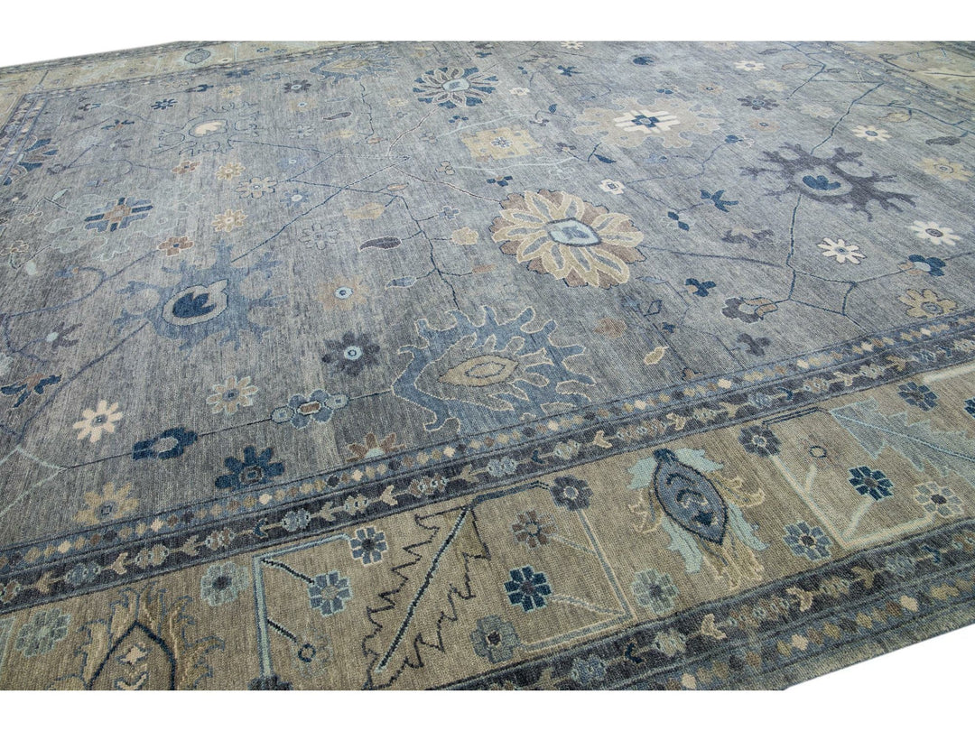 Modern Oushak Wool Rug 16 X 20