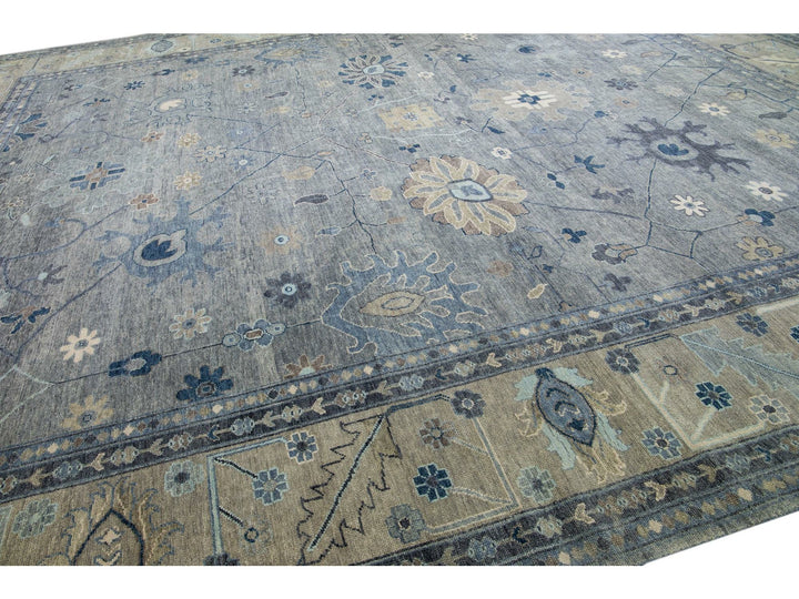 Modern Oushak Wool Rug 16 X 20