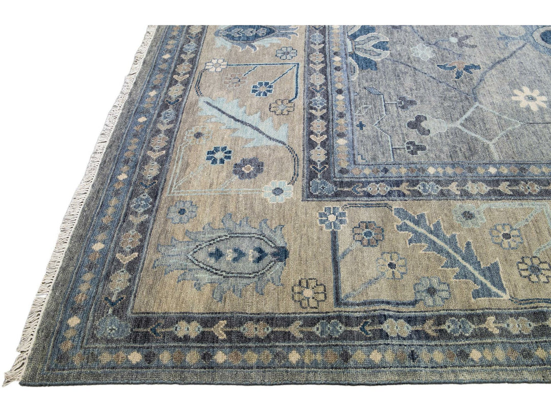 Modern Oushak Wool Rug 16 X 20