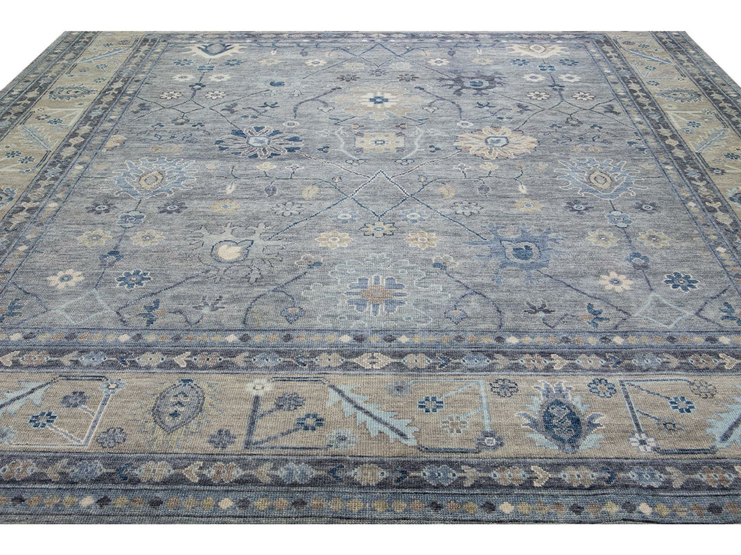 Modern Oushak Wool Rug 12 X 12