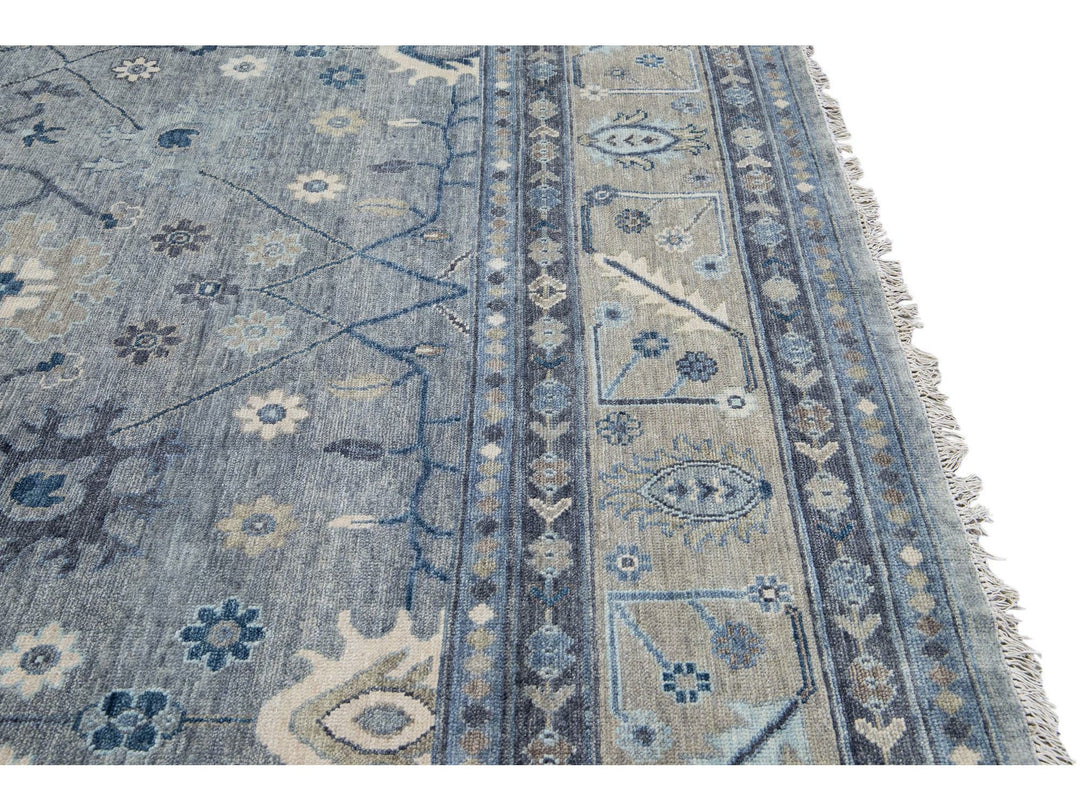 Modern Oushak Wool Rug 12 X 12