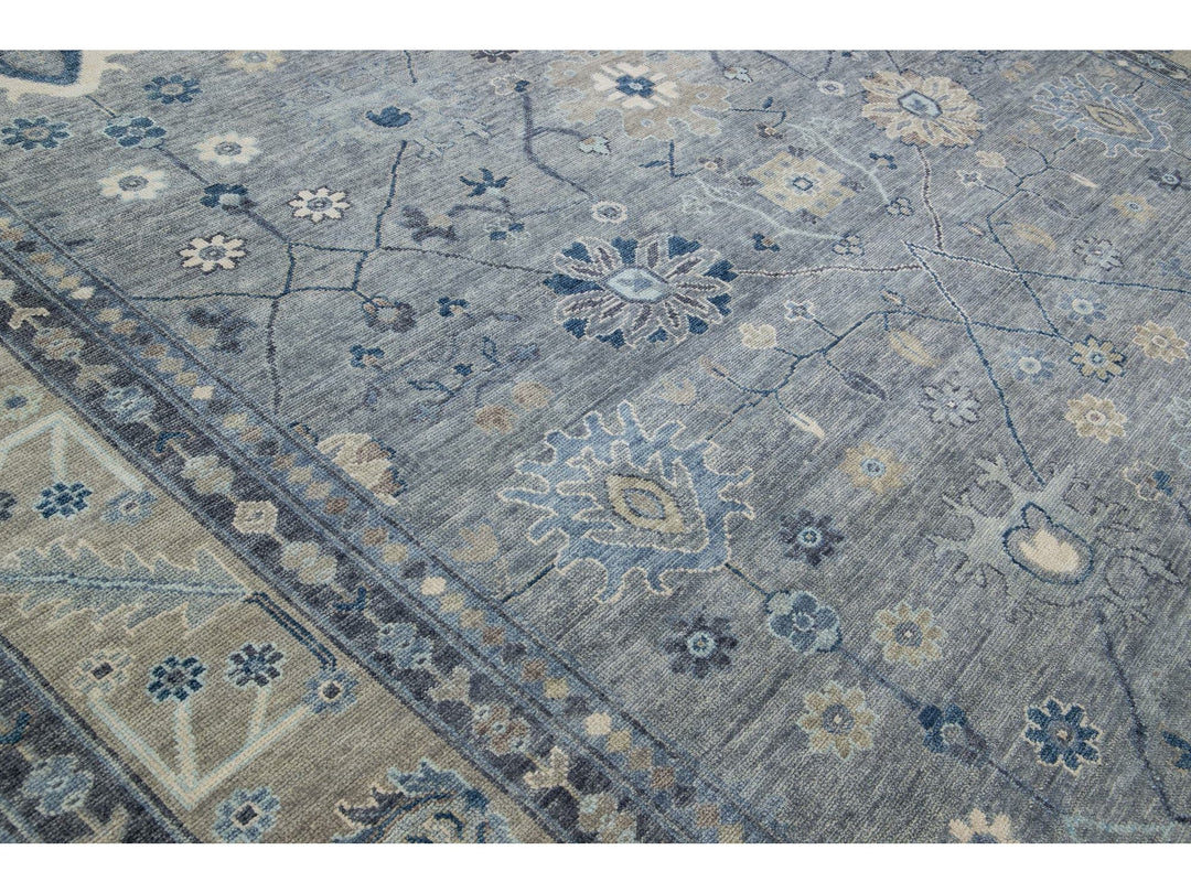 Modern Oushak Wool Rug 12 X 12
