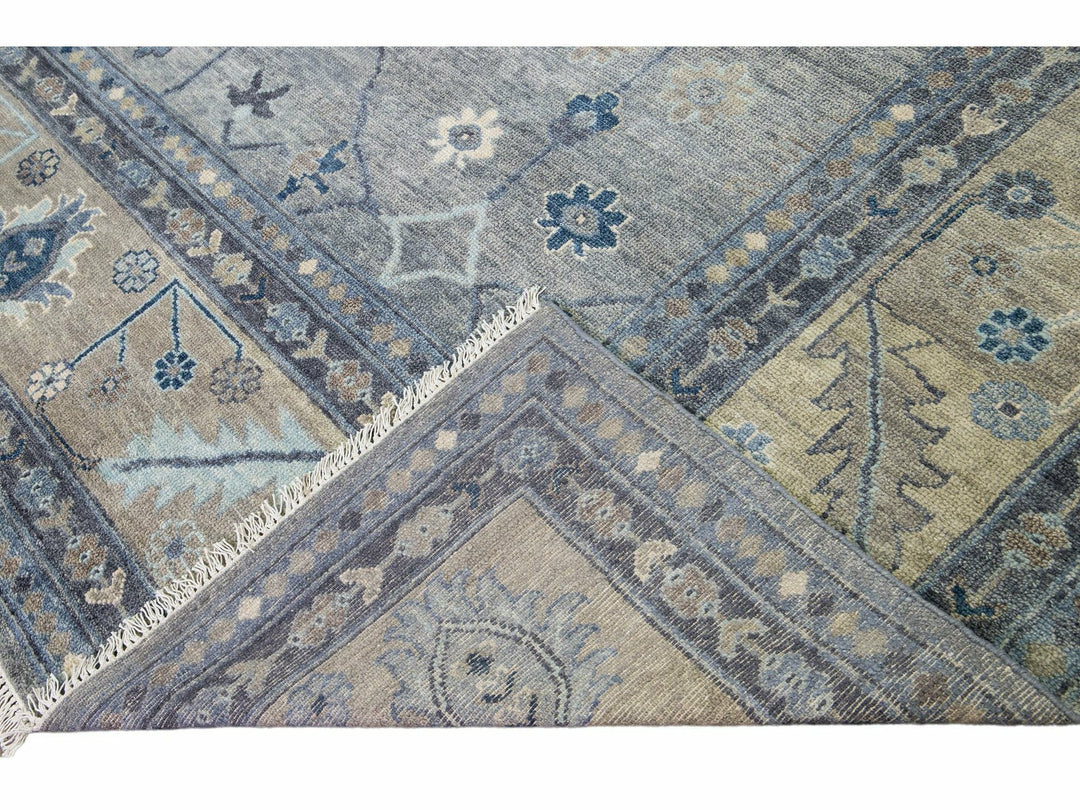 Modern Oushak Wool Rug 14 X 14