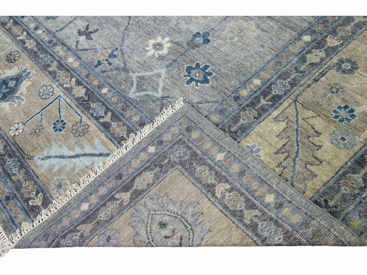 Modern Oushak Wool Rug 14 X 14
