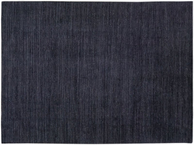 Modern Gabbeh Style Dark Gray Handmade Solid Wool Rug