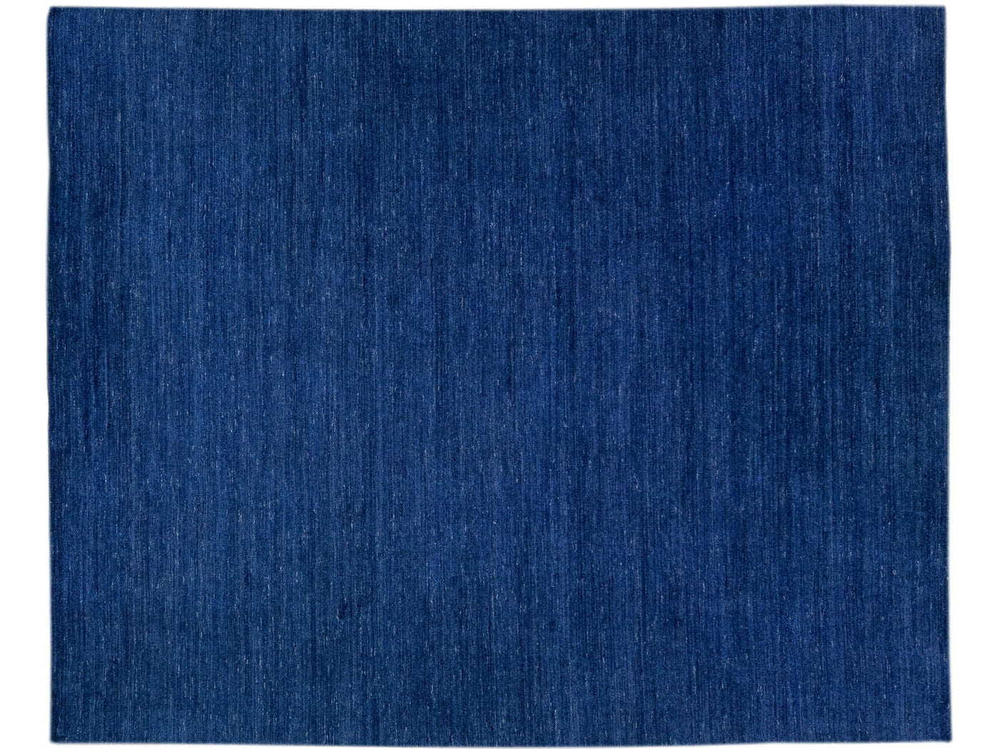 Modern Gabbeh Style Handmade Oversize Blue Wool Rug with Solid Motif
