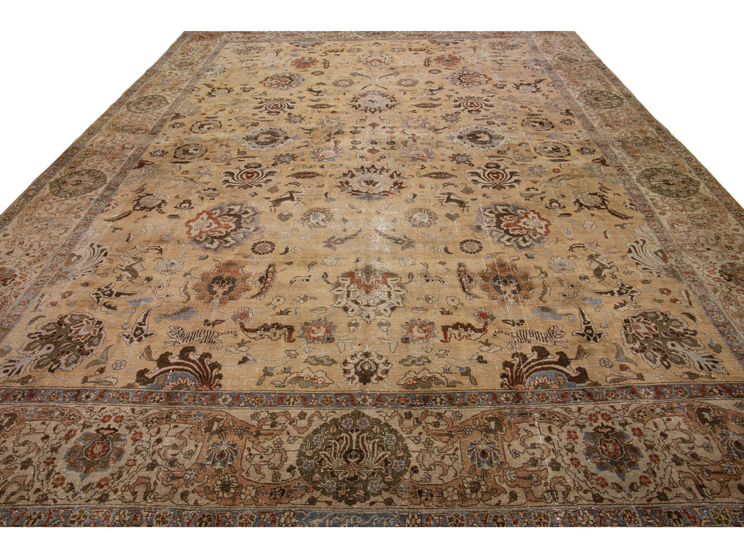 Antique Tabriz Wool Rug 11 X 15
