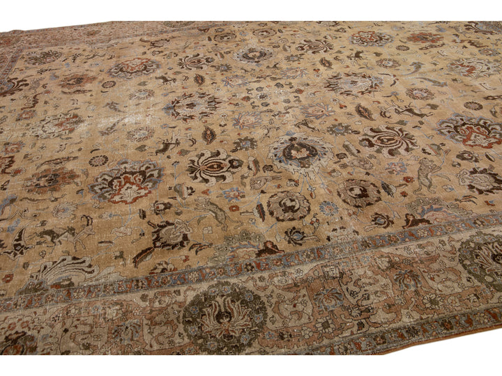 Antique Tabriz Wool Rug 11 X 15