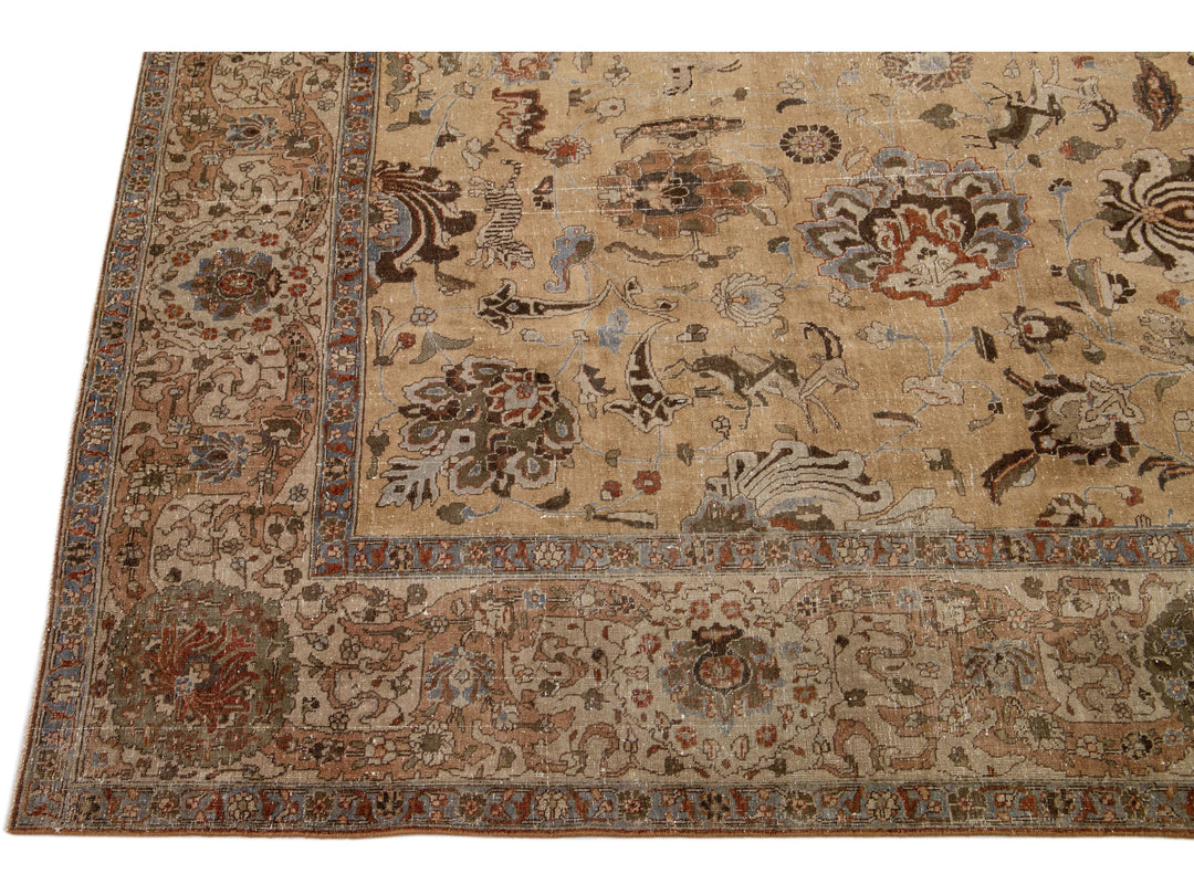 Antique Tabriz Wool Rug 11 X 15