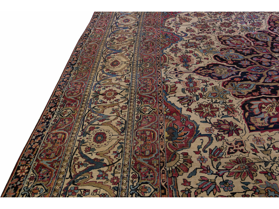 Antique Kerman Wool Rug  14 X 22