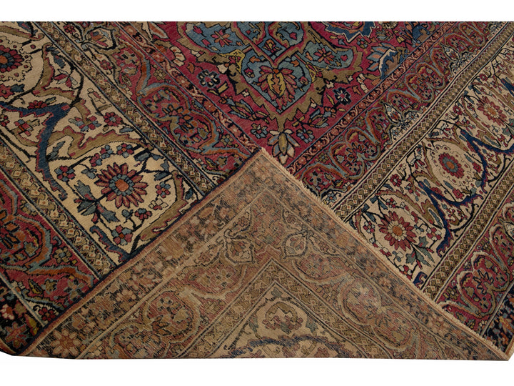 Antique Persian Kerman Handmade Medallion Red Oversize Wool Rug