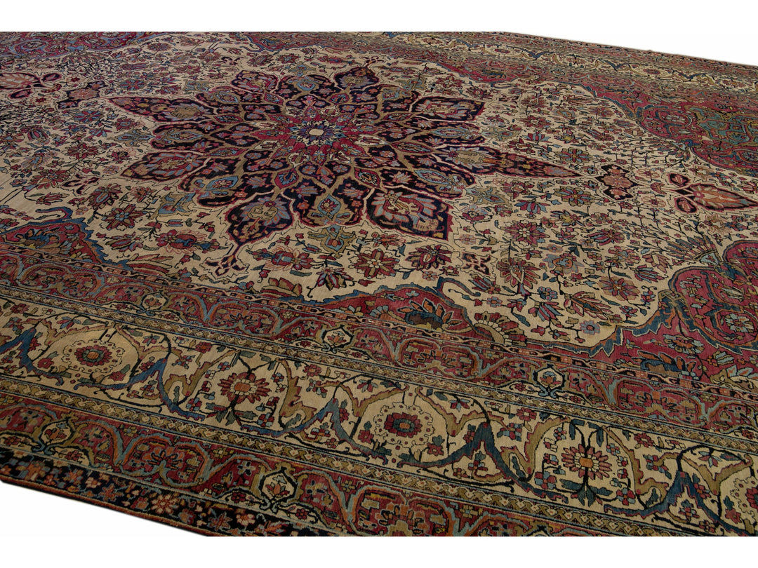Antique Kerman Wool Rug  14 X 22