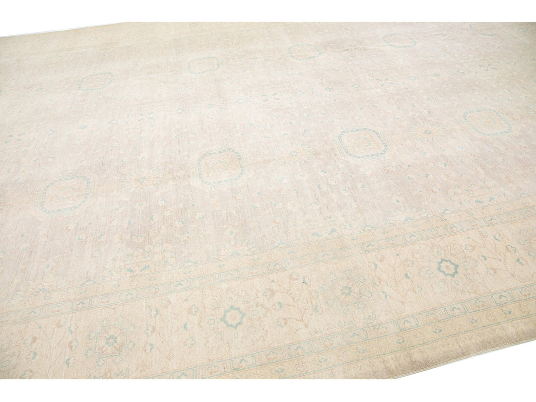 Modern Oushak Wool Rug 12 X 18