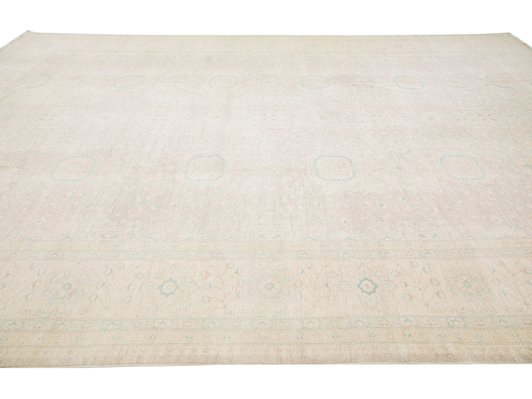 Modern Oushak Wool Rug 12 X 18