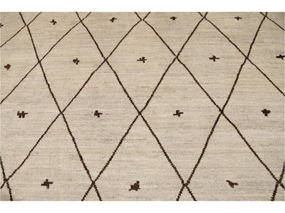 Modern Berber Moroccan-Style Wool Rug 12 X 18