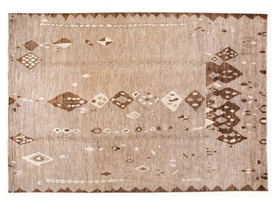 Modern Moroccan-Style Tribal Wool Rug 12 X 18