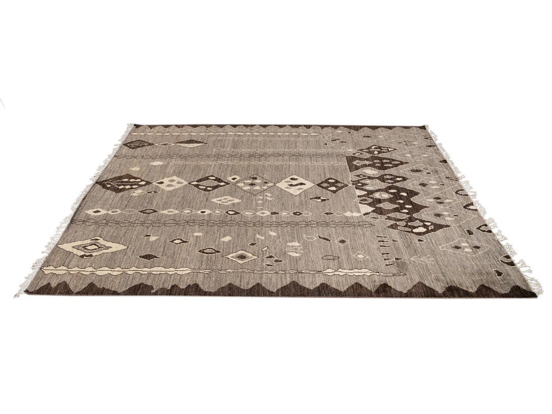 Modern Moroccan-Style Tribal Room size Wool Rug 8 X 10