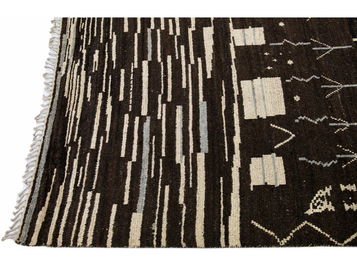 Modern Moroccan Tribal Wool Rug 12 X 18